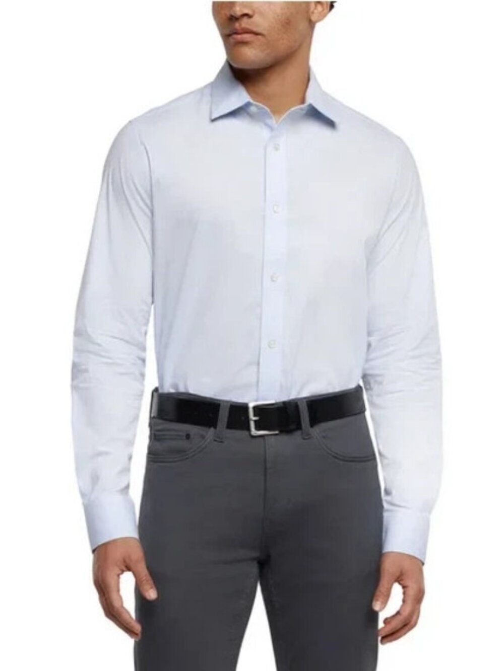 Banana Republic Men's Non-Iron Slim Fit Dress Shirt, Light Blue, Size XXL